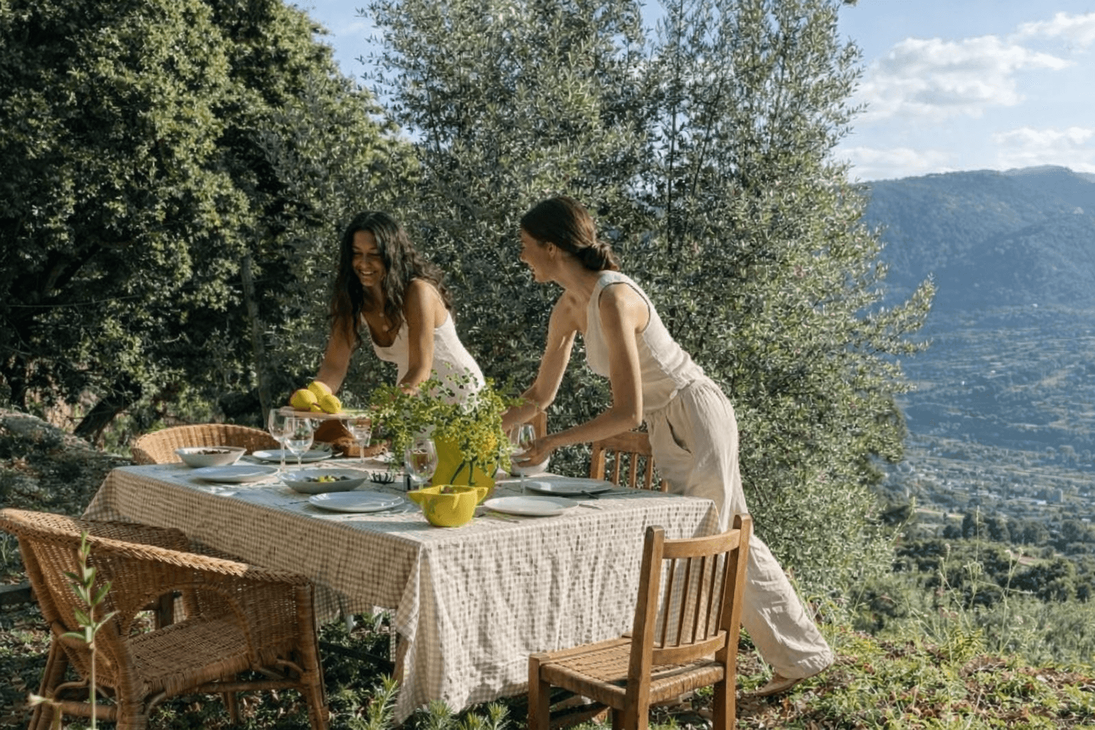 Setting an outdoor table